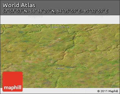 Satellite 3D Map of the Area around 68° 8' 7" N, 85° 4' 29" E