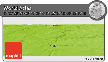 Physical Panoramic Map of the Area around 68° 8' 7" N, 85° 4' 29" E
