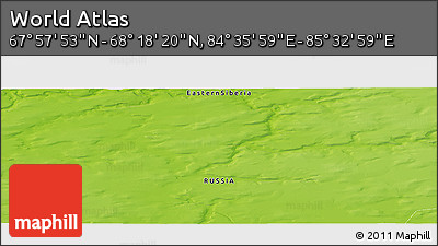Physical Panoramic Map of the Area around 68° 8' 7" N, 85° 4' 29" E