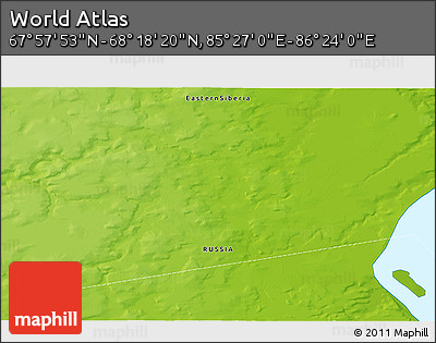 Physical 3D Map of the Area around 68° 8' 7" N, 85° 55' 30" E