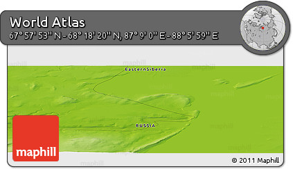 Physical Panoramic Map of the Area around 68° 8' 7" N, 87° 37' 30" E