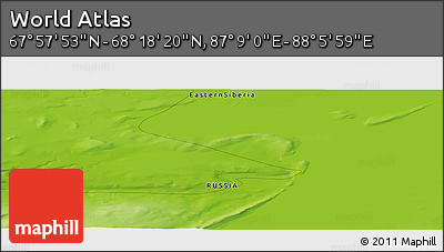 Physical Panoramic Map of the Area around 68° 8' 7" N, 87° 37' 30" E