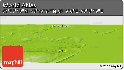 Physical Panoramic Map of the Area around 68° 8' 7" N, 87° 37' 30" E