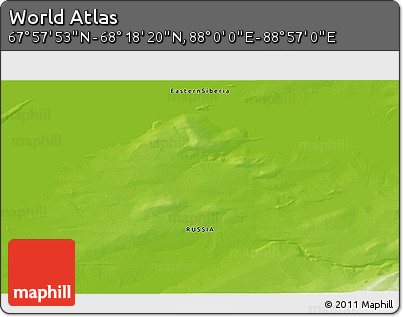 Physical 3D Map of the Area around 68° 8' 7" N, 88° 28' 29" E