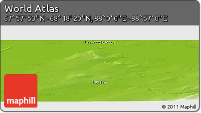 Physical Panoramic Map of the Area around 68° 8' 7" N, 88° 28' 29" E