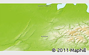 Physical 3D Map of the area around 68° 8' 7" N, 89° 19' 29" E
