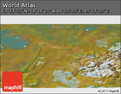Satellite 3D Map of the Area around 68° 8' 7" N, 89° 19' 29" E