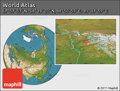 Satellite Location Map of the Area around 68° 8' 7" N, 89° 19' 29" E