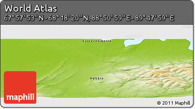 Physical Panoramic Map of the Area around 68° 8' 7" N, 89° 19' 29" E