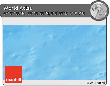 Physical 3D Map of the Area around 68° 8' 7" N, 8° 34' 29" E