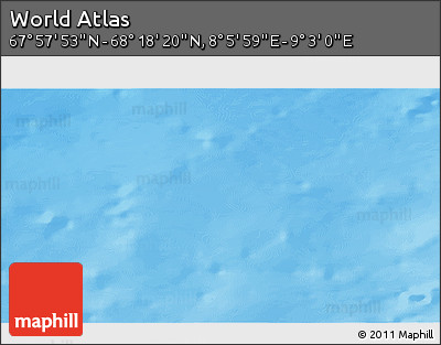 Physical 3D Map of the Area around 68° 8' 7" N, 8° 34' 29" E