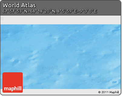 Physical 3D Map of the Area around 68° 8' 7" N, 8° 34' 29" E