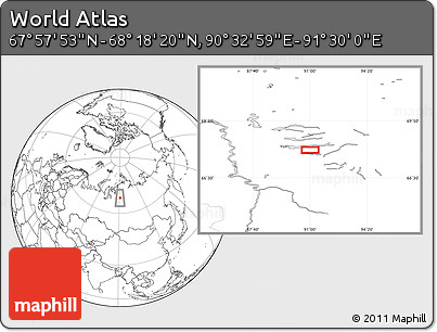 Blank Location Map of the Area around 68° 8' 7" N, 91° 1' 30" E