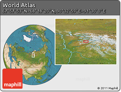 Satellite Location Map of the Area around 68° 8' 7" N, 91° 1' 30" E