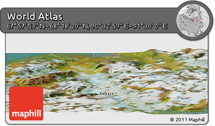 Satellite Panoramic Map of the Area around 68° 8' 7" N, 91° 1' 30" E