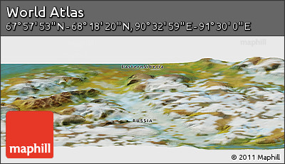 Satellite Panoramic Map of the Area around 68° 8' 7" N, 91° 1' 30" E