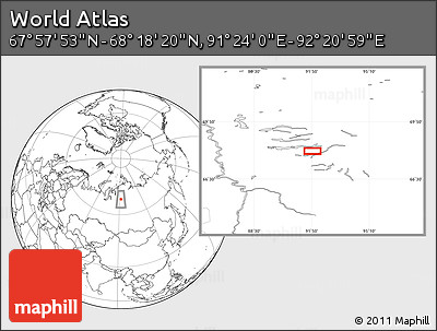 Blank Location Map of the Area around 68° 8' 7" N, 91° 52' 30" E