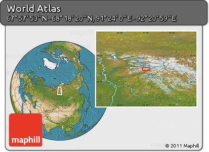 Satellite Location Map of the Area around 68° 8' 7" N, 91° 52' 30" E