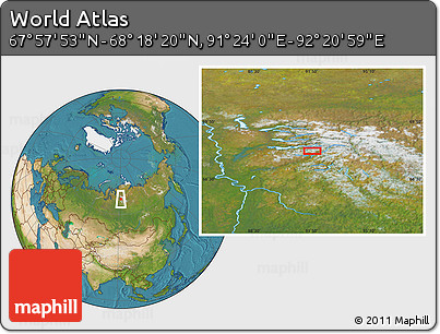 Satellite Location Map of the Area around 68° 8' 7" N, 91° 52' 30" E