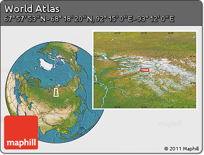 Satellite Location Map of the Area around 68° 8' 7" N, 92° 43' 29" E