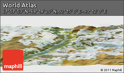 Satellite Panoramic Map of the Area around 68° 8' 7" N, 92° 43' 29" E