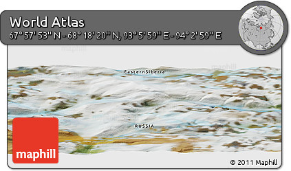 Satellite Panoramic Map of the Area around 68° 8' 7" N, 93° 34' 29" E
