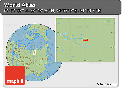 Savanna Style Location Map of the Area around 68° 8' 7" N, 94° 25' 30" E