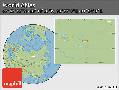Savanna Style Location Map of the Area around 68° 8' 7" N, 94° 25' 30" E