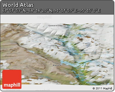 Satellite 3D Map of the Area around 68° 8' 7" N, 95° 16' 30" E
