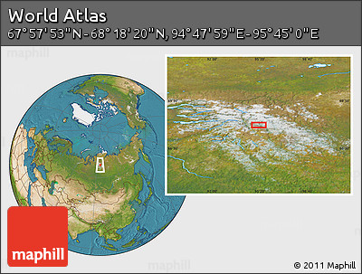 Satellite Location Map of the Area around 68° 8' 7" N, 95° 16' 30" E