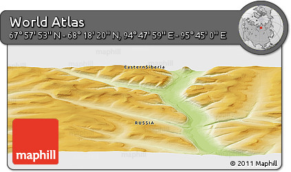Physical Panoramic Map of the Area around 68° 8' 7" N, 95° 16' 30" E