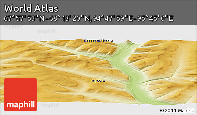 Physical Panoramic Map of the Area around 68° 8' 7" N, 95° 16' 30" E