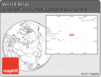 Blank Location Map of the Area around 68° 8' 7" N, 96° 58' 29" E