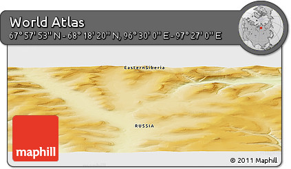 Physical Panoramic Map of the Area around 68° 8' 7" N, 96° 58' 29" E