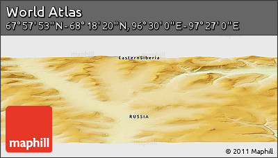 Physical Panoramic Map of the Area around 68° 8' 7" N, 96° 58' 29" E