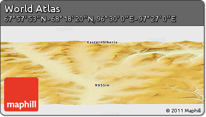 Physical Panoramic Map of the Area around 68° 8' 7" N, 96° 58' 29" E