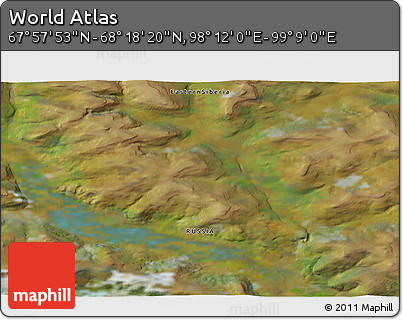 Satellite 3D Map of the Area around 68° 8' 7" N, 98° 40' 30" E