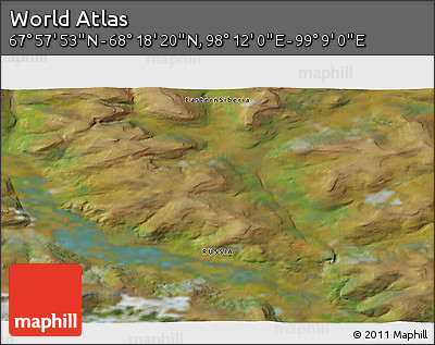 Satellite 3D Map of the Area around 68° 8' 7" N, 98° 40' 30" E