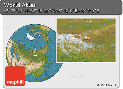 Satellite Location Map of the Area around 68° 8' 7" N, 98° 40' 30" E