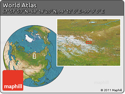Satellite Location Map of the Area around 68° 8' 7" N, 98° 40' 30" E