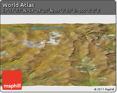Satellite 3D Map of the Area around 68° 8' 7" N, 99° 31' 30" E