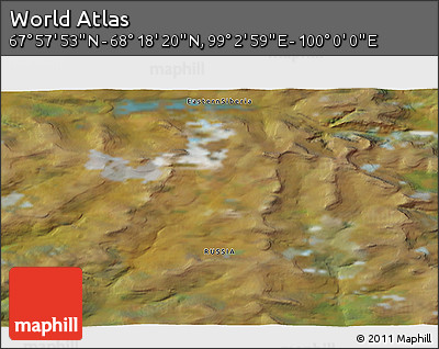 Satellite 3D Map of the Area around 68° 8' 7" N, 99° 31' 30" E