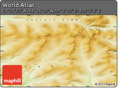 Physical Map of the Area around 68° 8' 7" N, 99° 31' 30" E