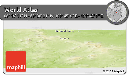 Physical Panoramic Map of the Area around 68° 26' 21" N, 101° 13' 29" E