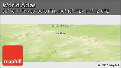 Physical Panoramic Map of the Area around 68° 26' 21" N, 101° 13' 29" E