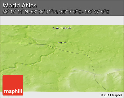 Physical 3D Map of the Area around 68° 26' 21" N, 105° 28' 29" E