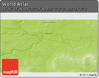 Physical 3D Map of the Area around 68° 26' 21" N, 105° 28' 29" E