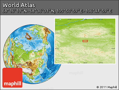 Physical Location Map of the Area around 68° 26' 21" N, 106° 19' 29" E