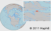 Gray Location Map of the area around 68° 26' 21" N, 106° 10' 30" W, hill shading