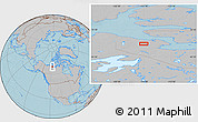 Gray Location Map of the area around 68° 26' 21" N, 117° 13' 29" W, hill shading